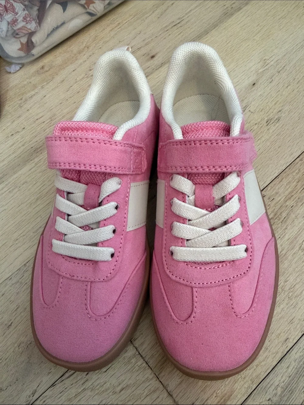 Kids Pink Velcro Athletic Sneakers